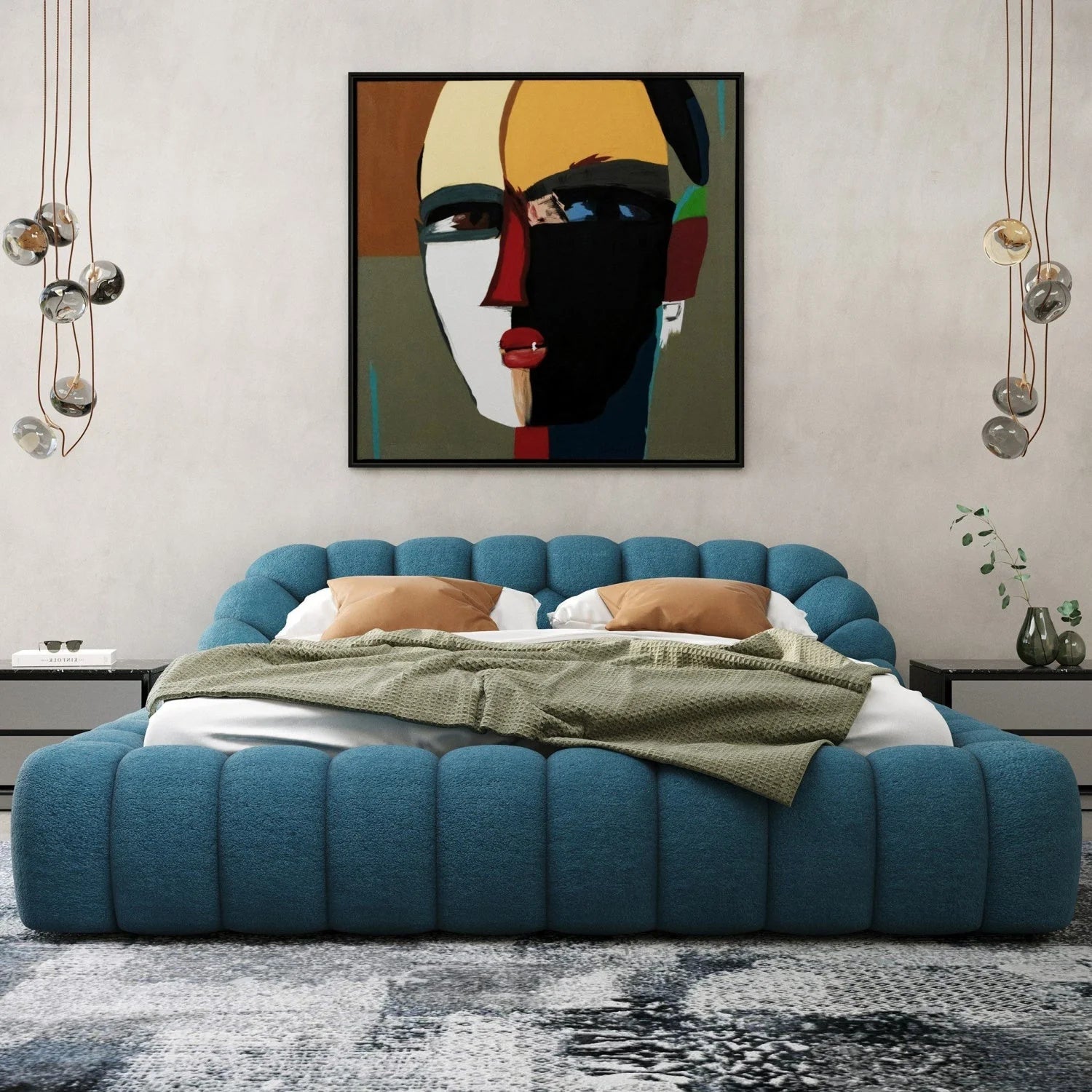Luxury Upholstered Modern Bed European Style for Villa