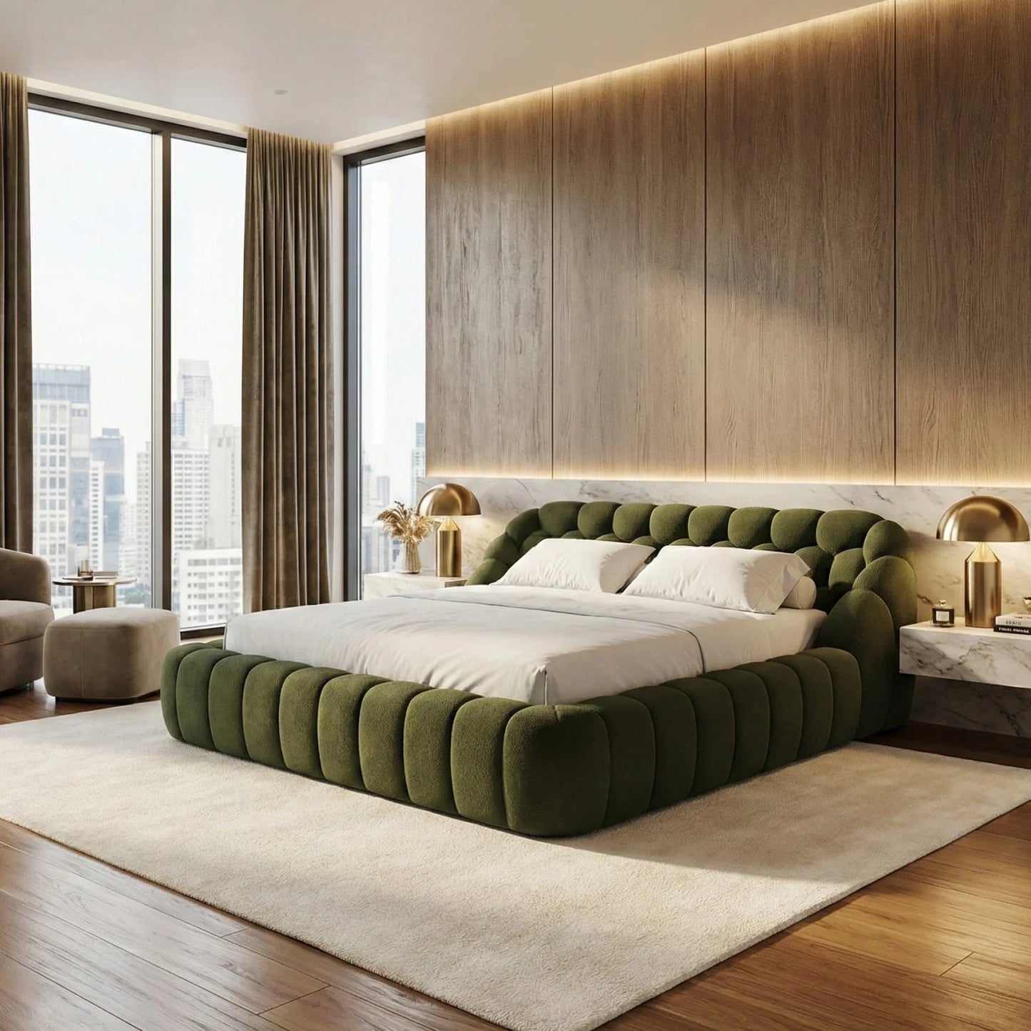 Luxury Upholstered Modern Bed European Style for Villa