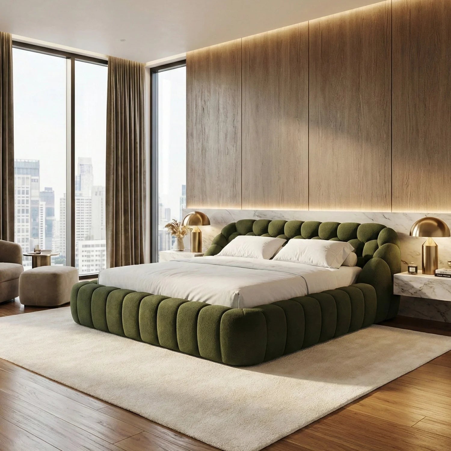 Luxury Upholstered Modern Bed European Style for Villa