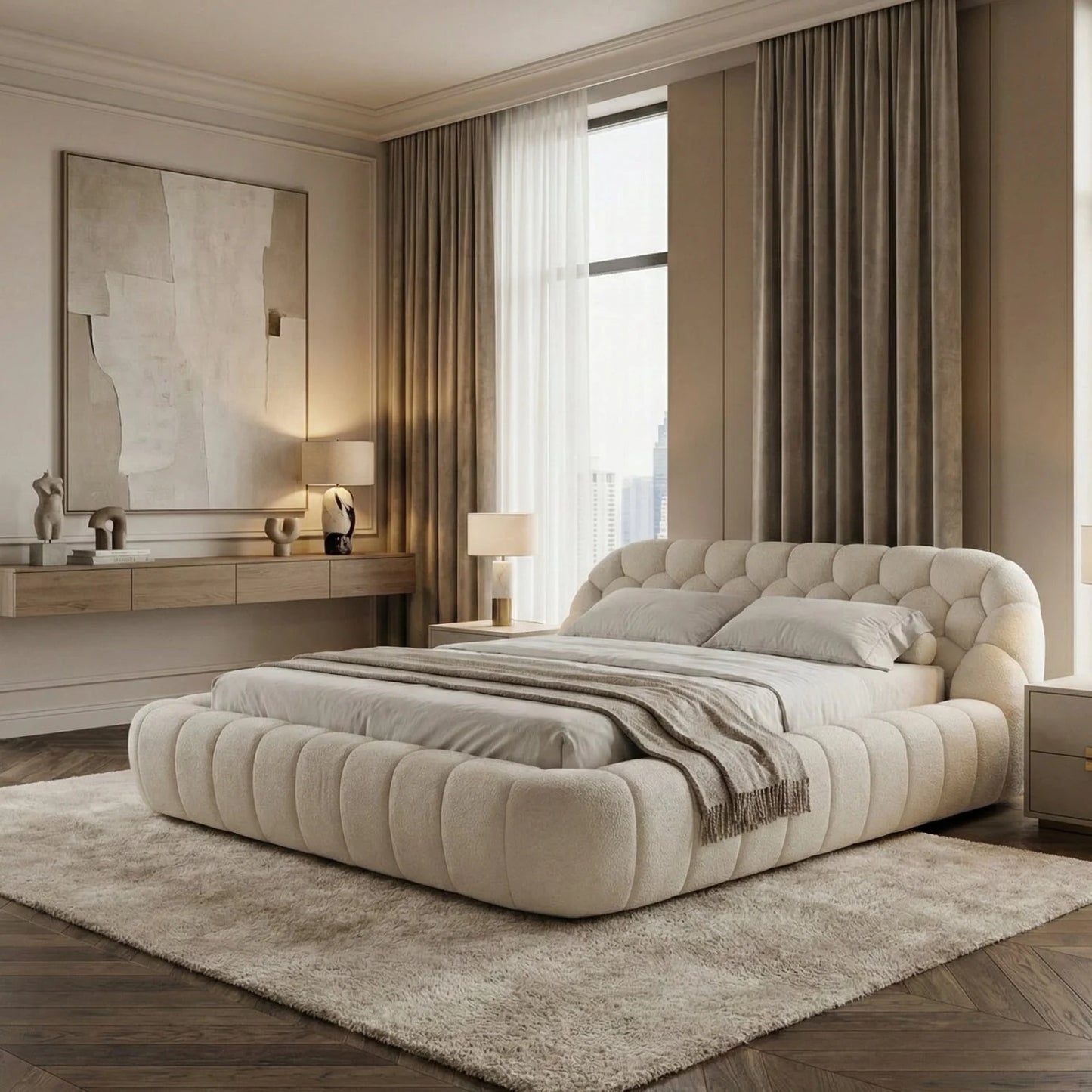 Luxury Upholstered Modern Bed European Style for Villa