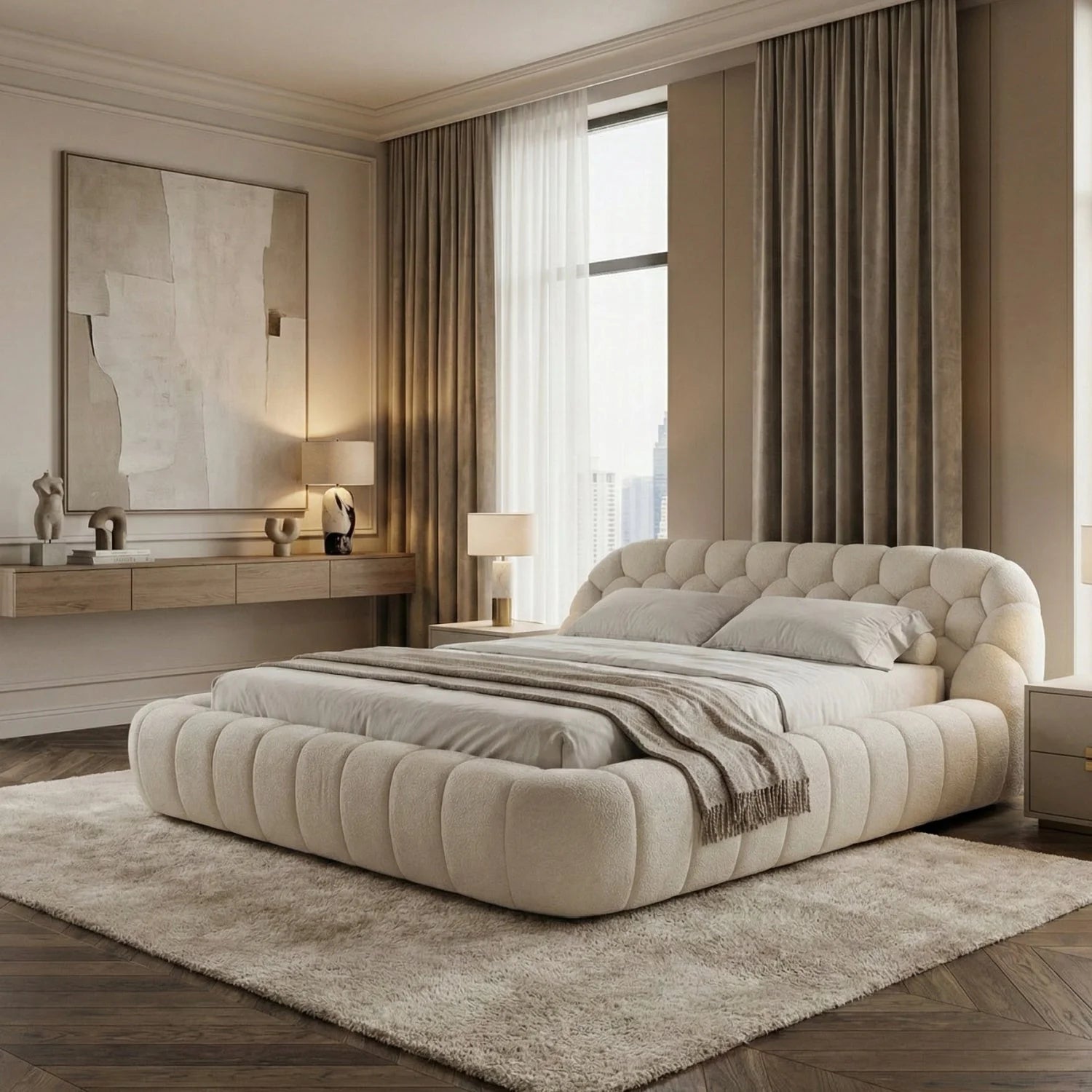 Luxury Upholstered Modern Bed European Style for Villa
