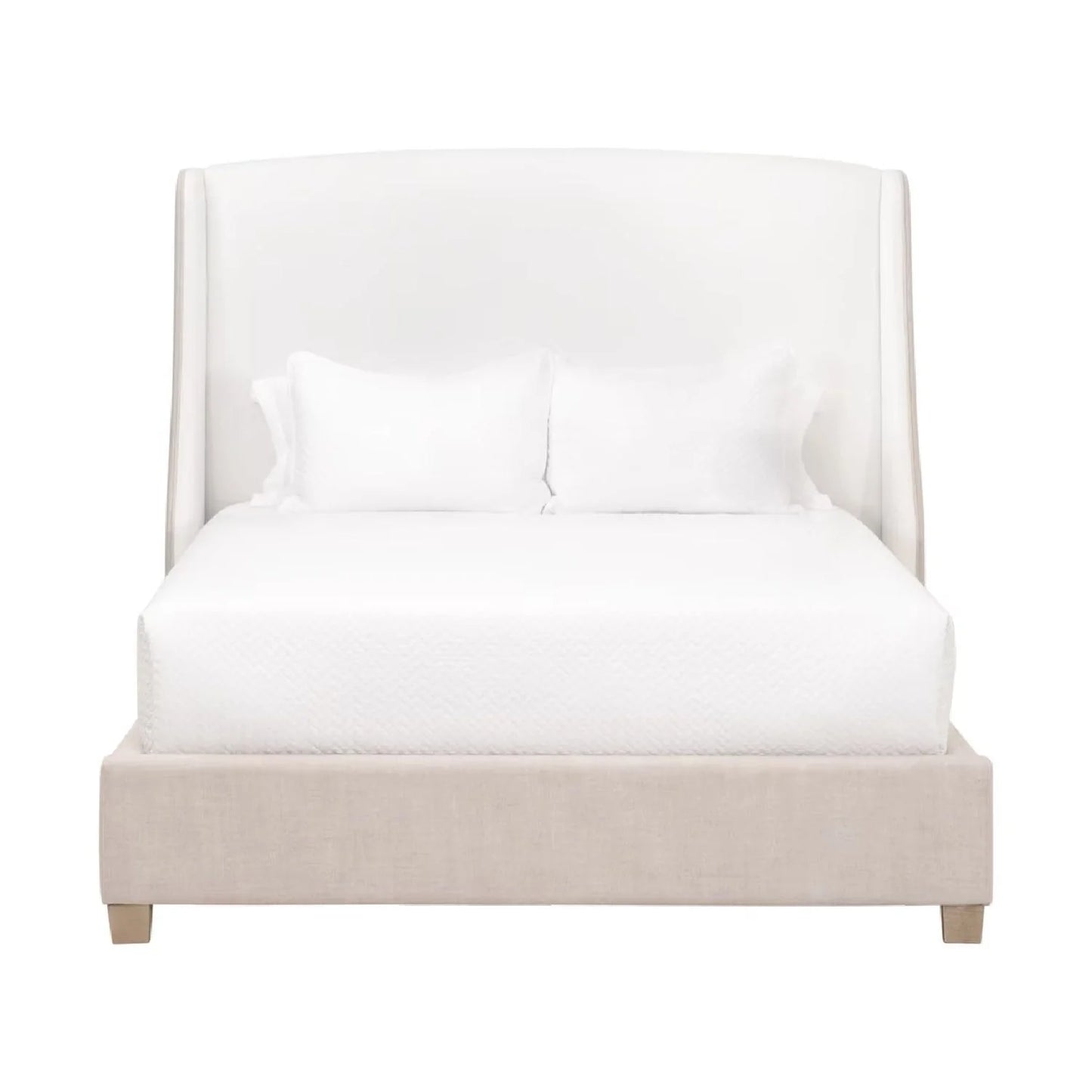 Luxury Upholstered Modern Beige Bed European Style for Villa