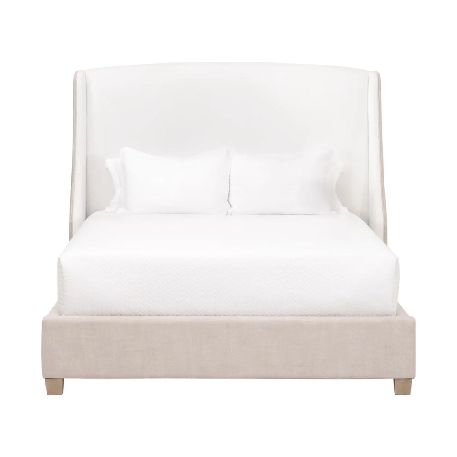 Luxury Upholstered Modern Beige Bed European Style for Villa