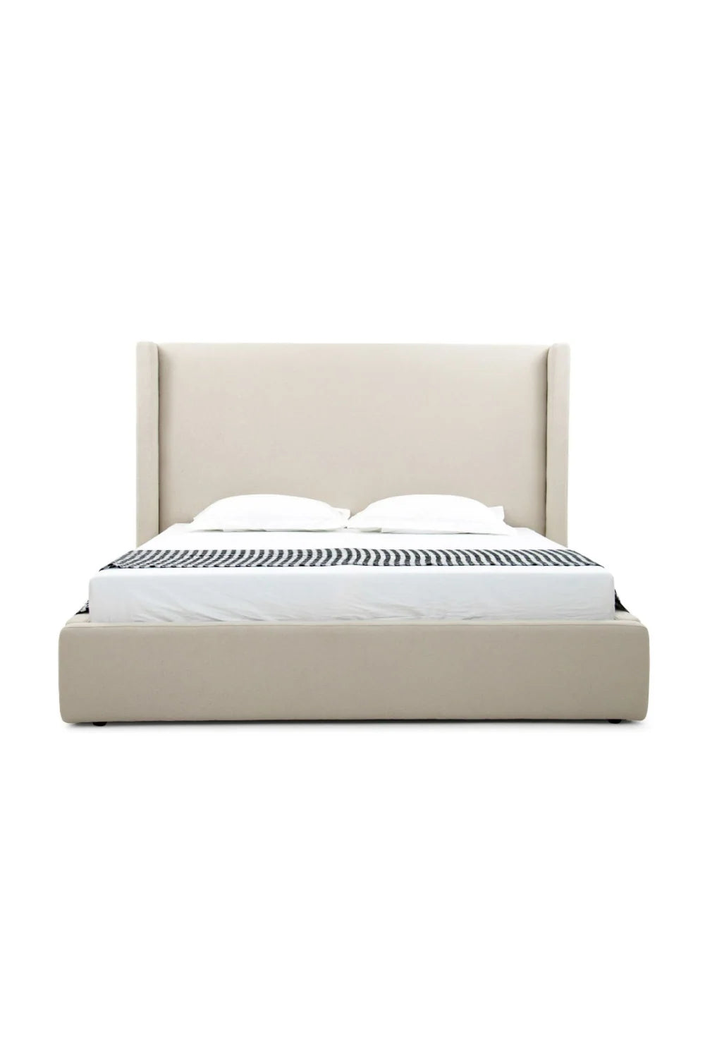 Luxury Upholstered Modern Beige Bed European Style for Villa