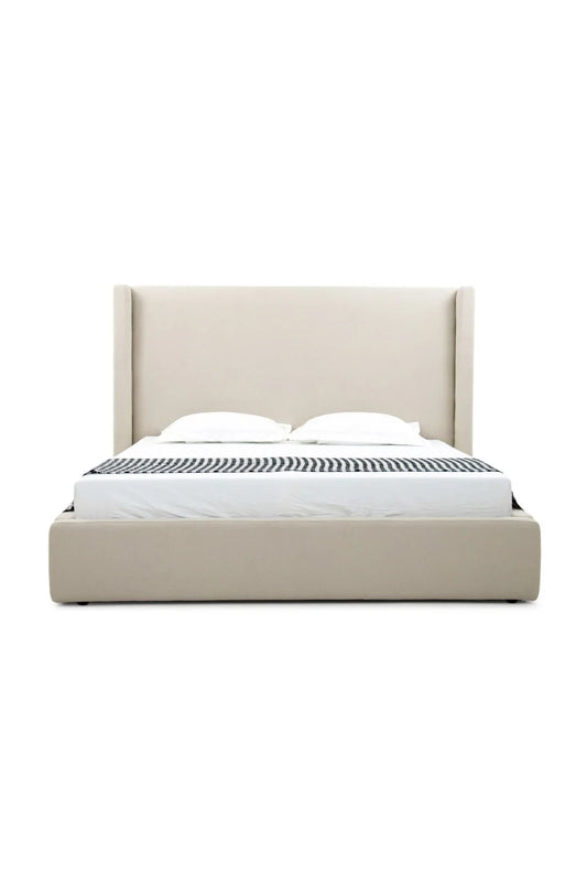 Luxury Upholstered Modern Beige Bed European Style for Villa