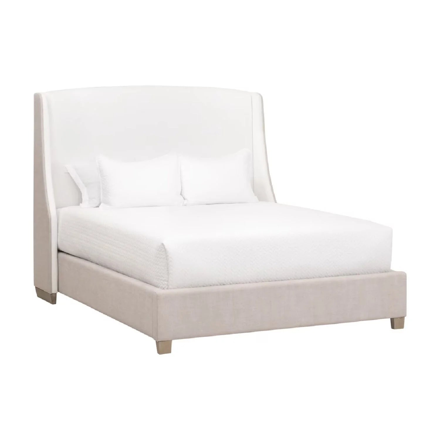 Luxury Upholstered Modern Beige Bed European Style for Villa