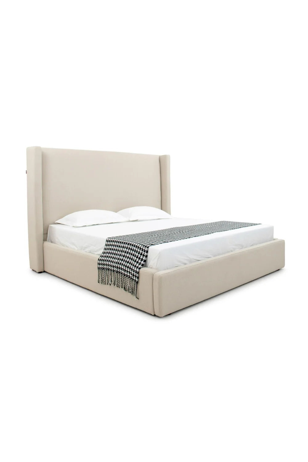 Luxury Upholstered Modern Beige Bed European Style for Villa