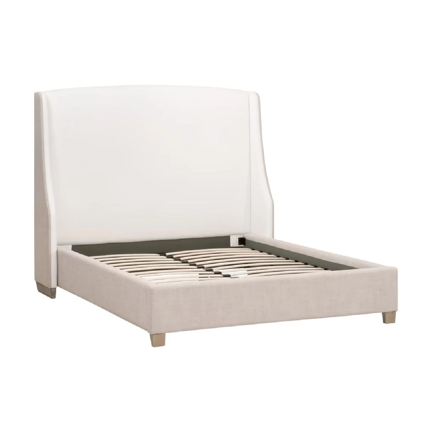 Luxury Upholstered Modern Beige Bed European Style for Villa
