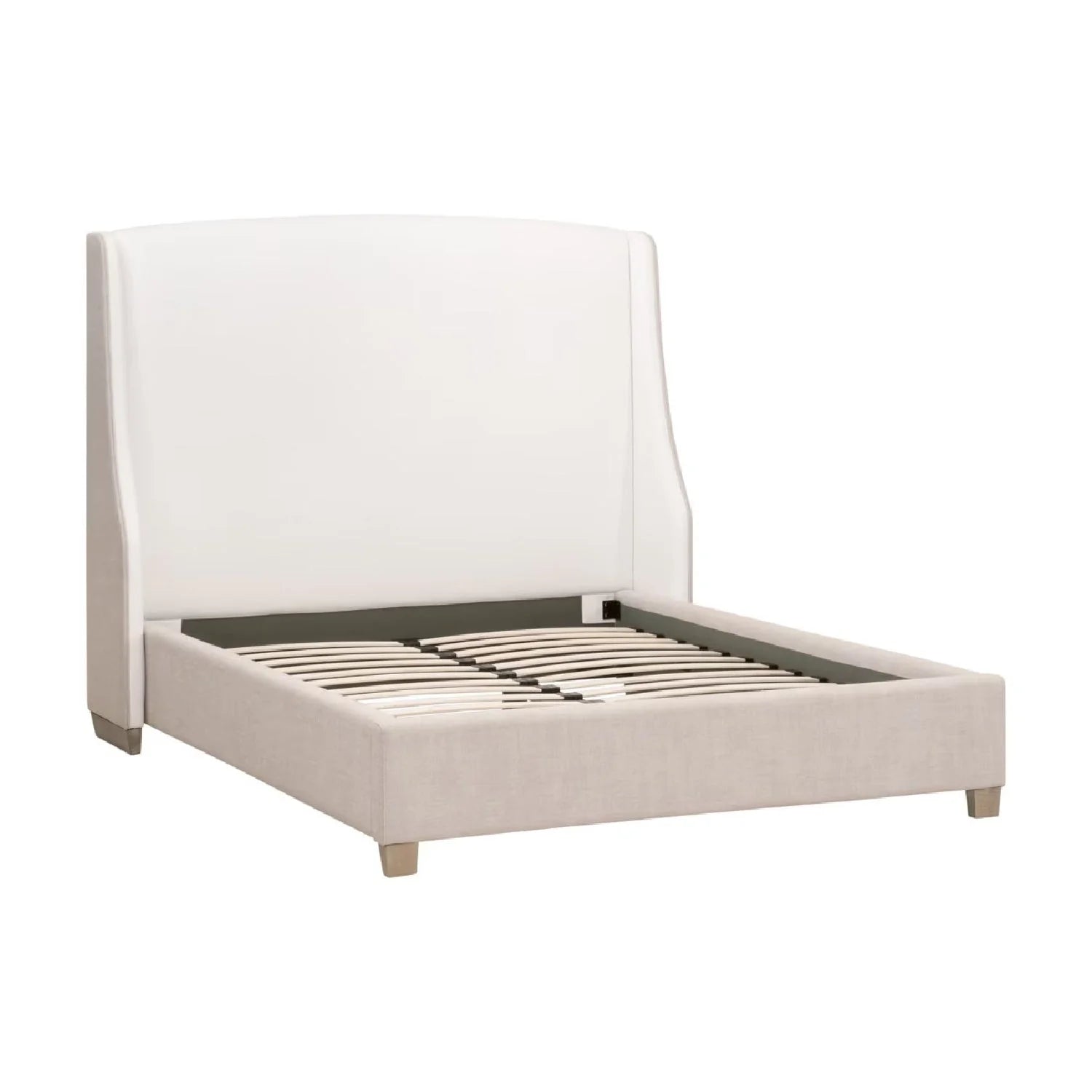 Luxury Upholstered Modern Beige Bed European Style for Villa