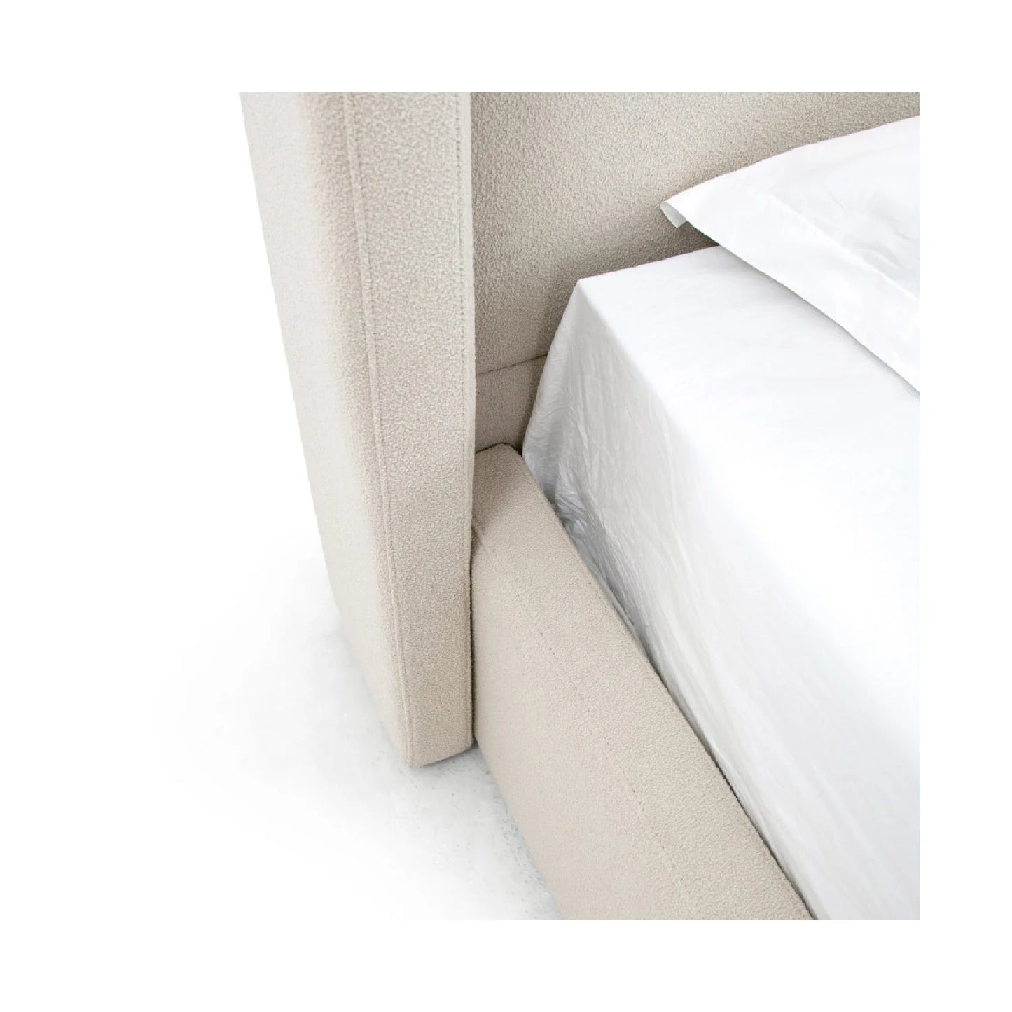 Luxury Upholstered Modern Beige Bed European Style for Villa