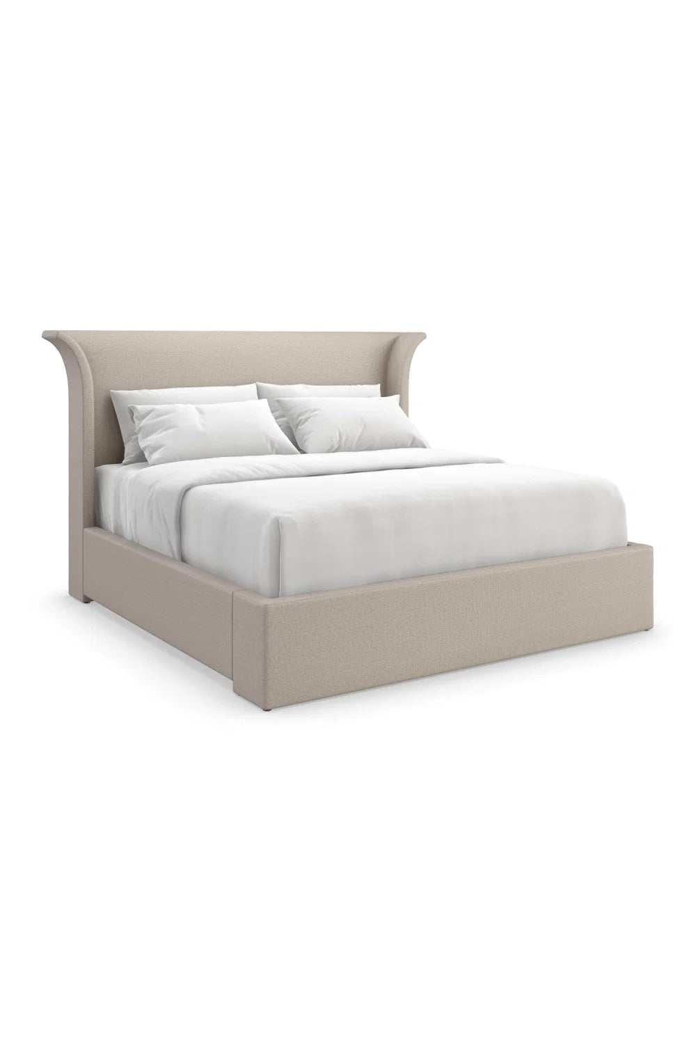 Luxury Upholstered Modern Beige Flared Bed European Style for Villa