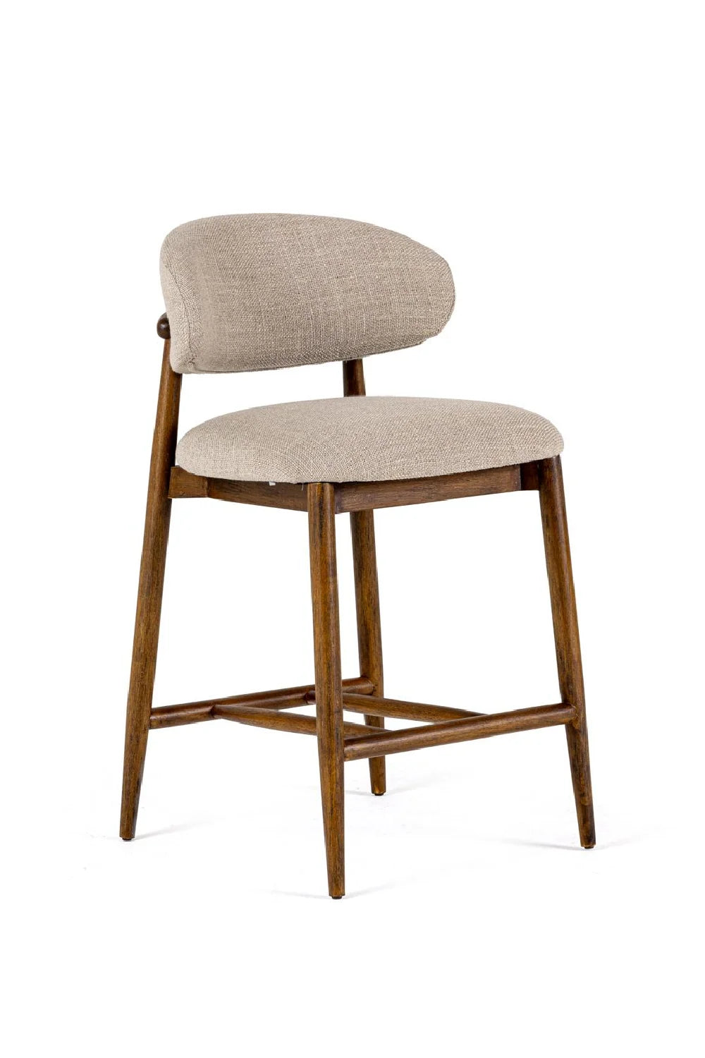 Luxury Upholstered Modern Beige Linen Counter Stool European Style for Villa