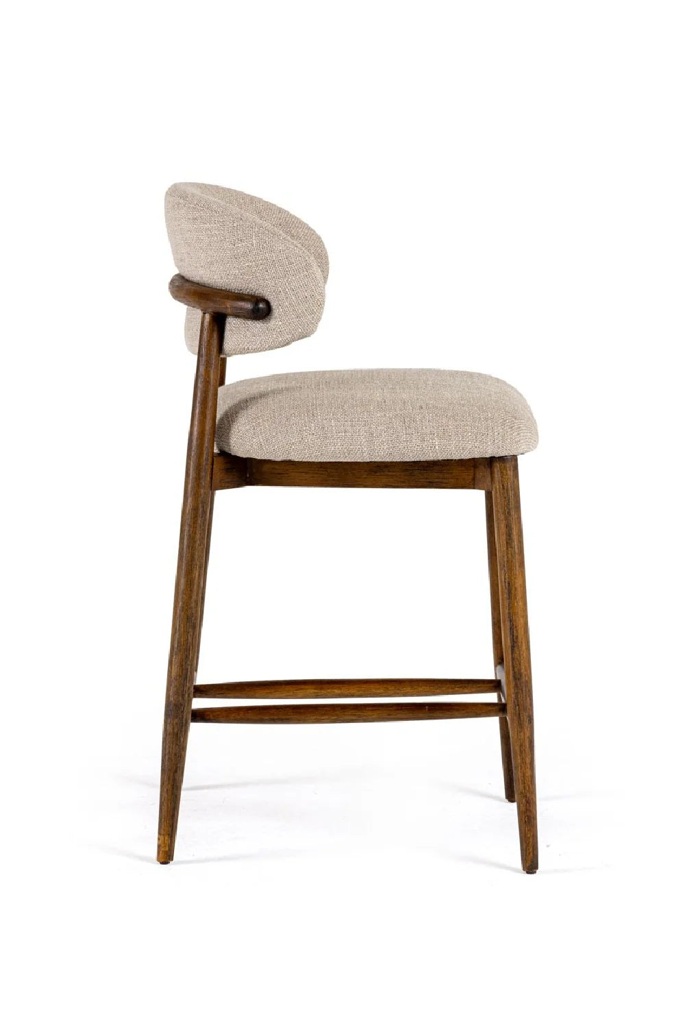 Luxury Upholstered Modern Beige Linen Counter Stool European Style for Villa