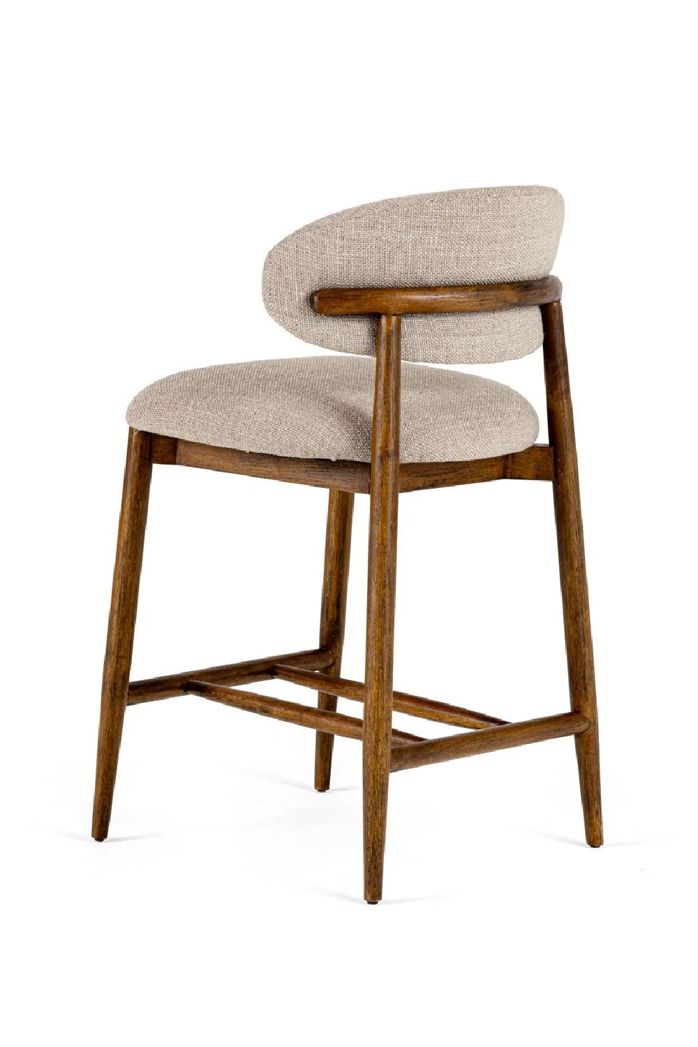 Luxury Upholstered Modern Beige Linen Counter Stool European Style for Villa