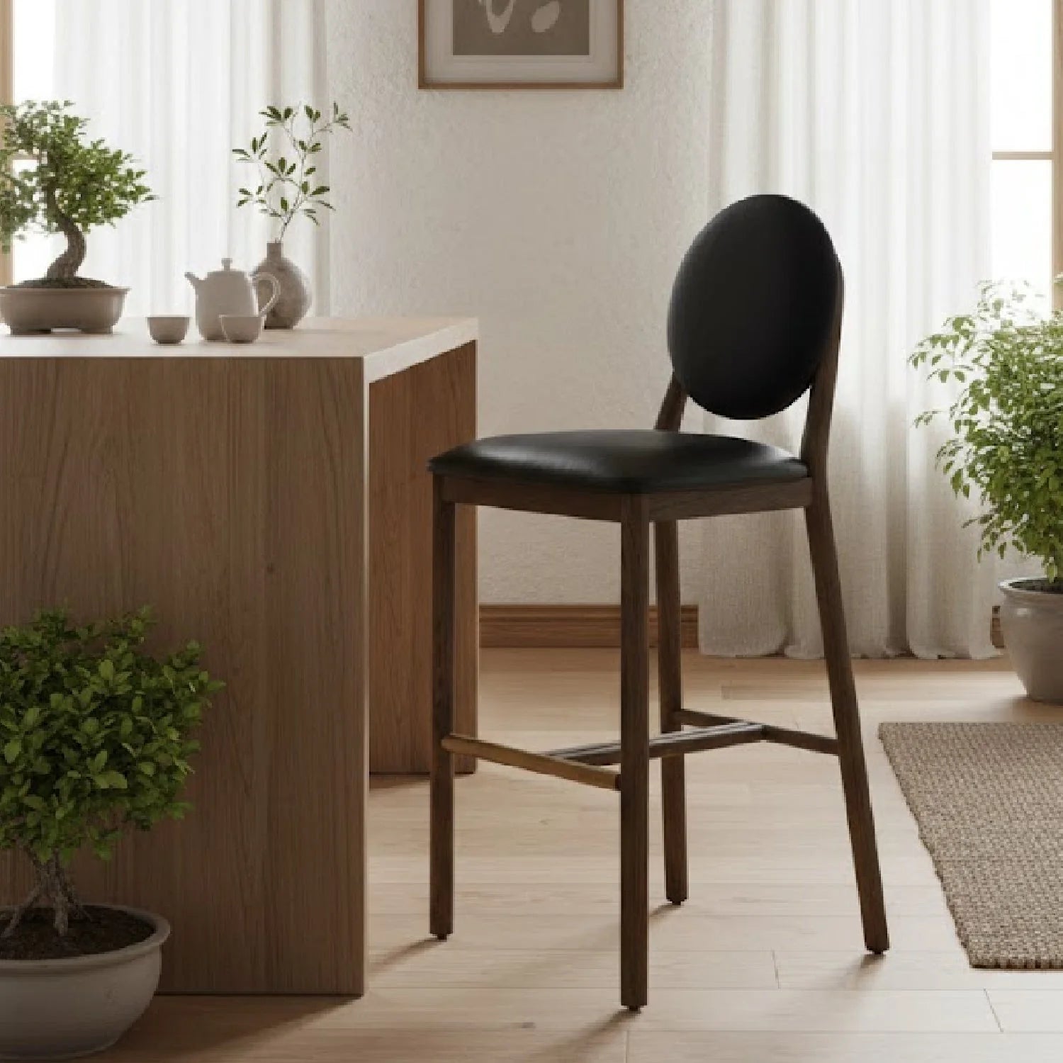 Luxury Upholstered Modern Black Bar Stool European Style for Villa