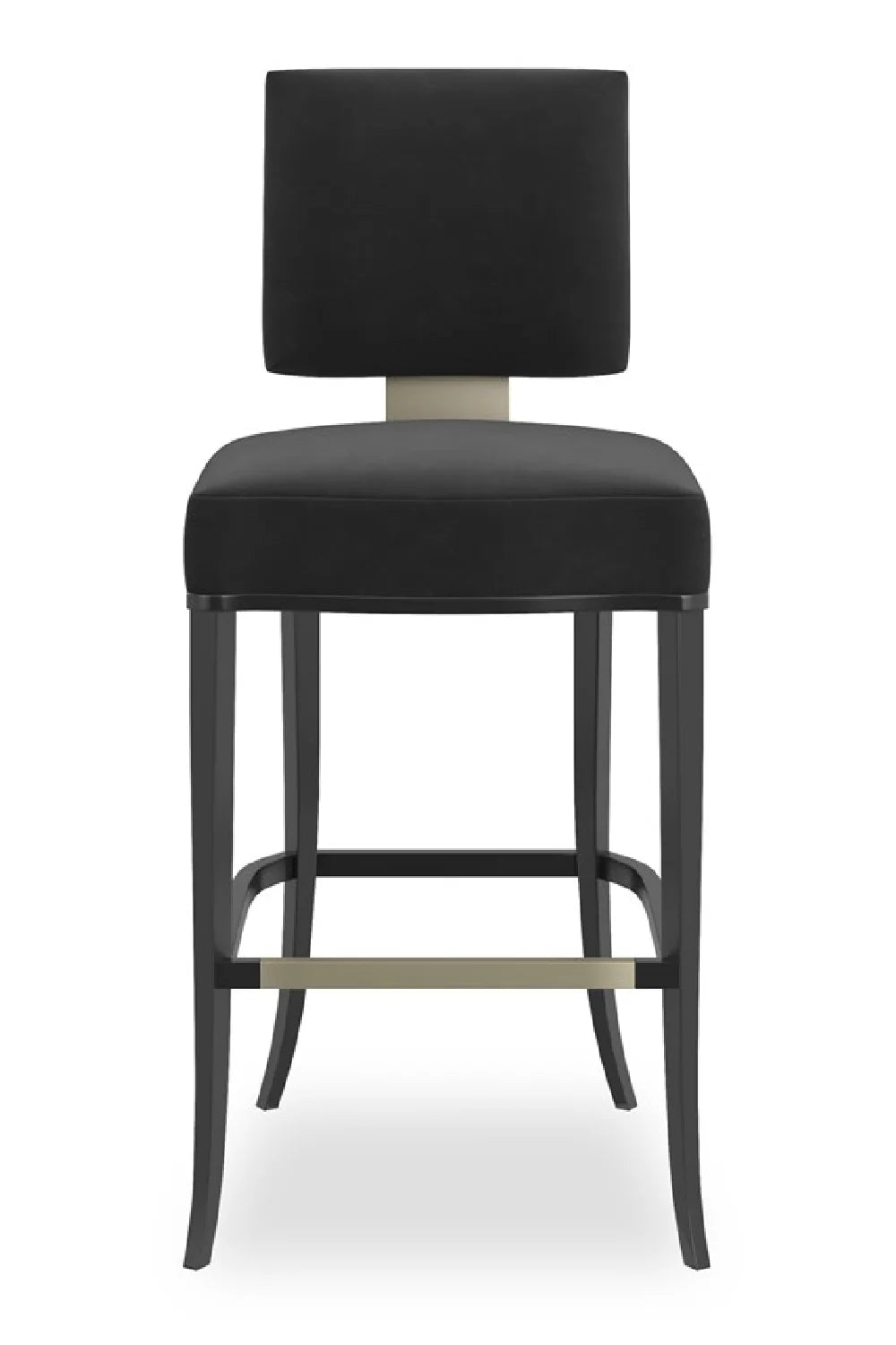 Luxury Upholstered Modern Black Square-Back Bar Stool European Style for Villa