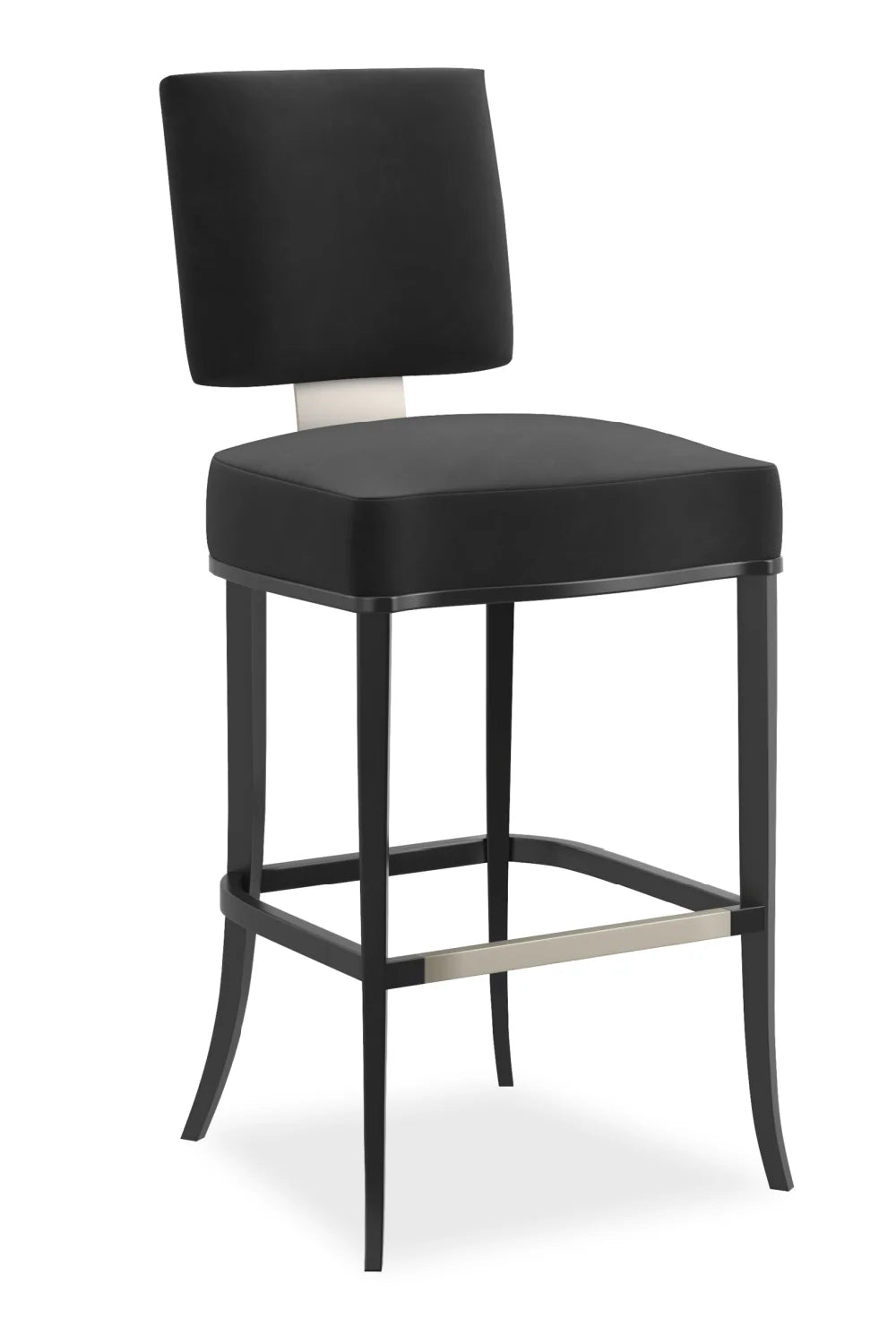 Luxury Upholstered Modern Black Square-Back Bar Stool European Style for Villa