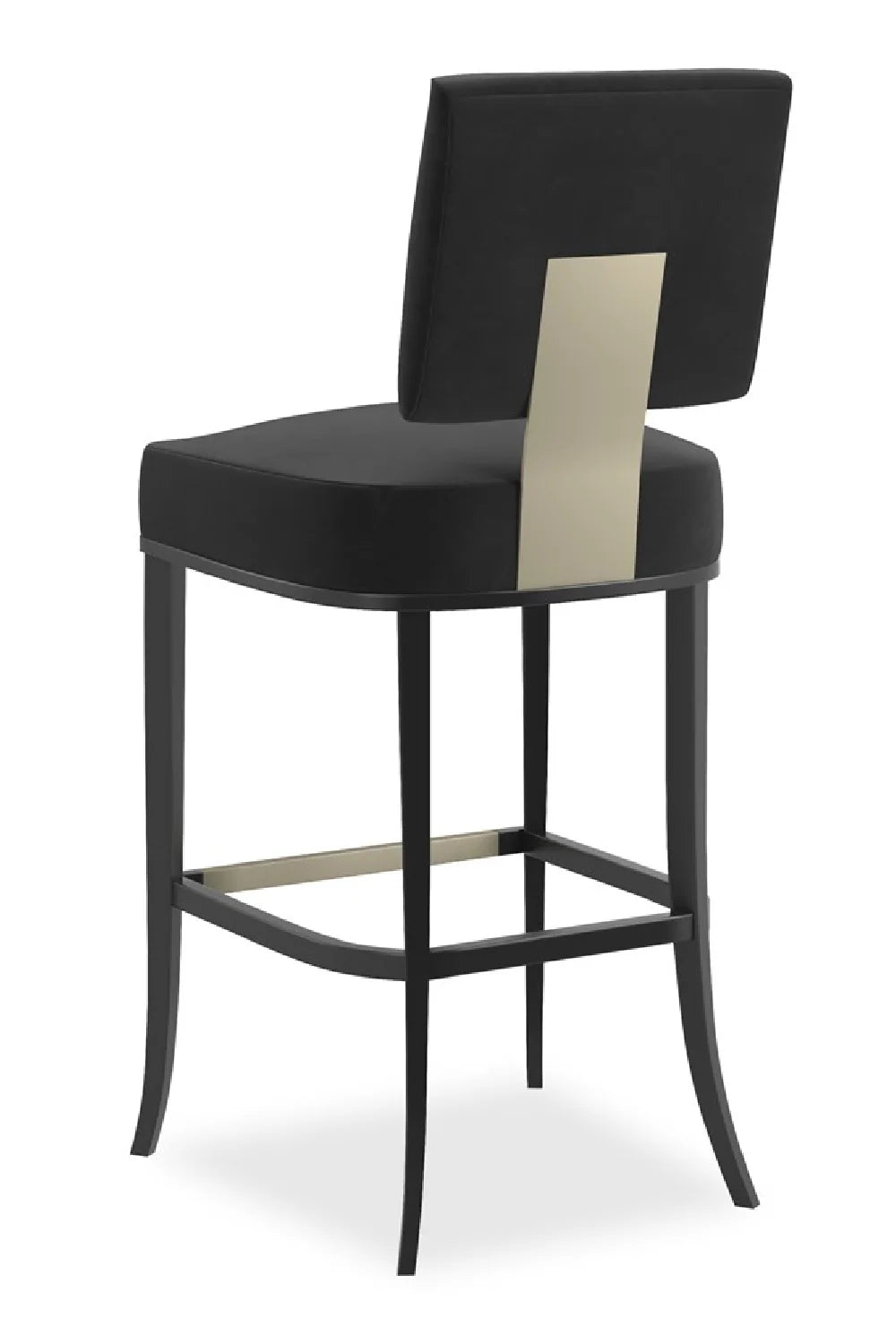 Luxury Upholstered Modern Black Square-Back Bar Stool European Style for Villa