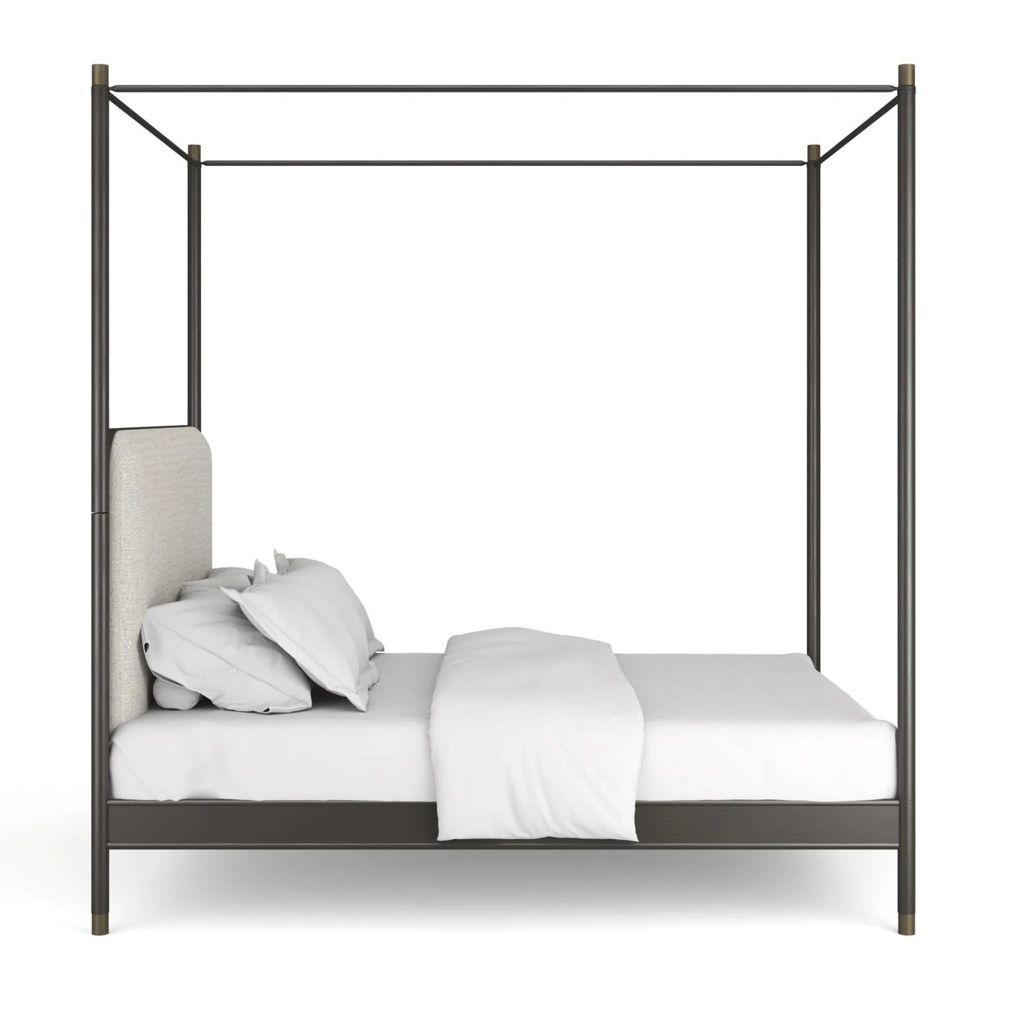 Luxury Upholstered Modern Bronze Canopy Bed European Style for Villa