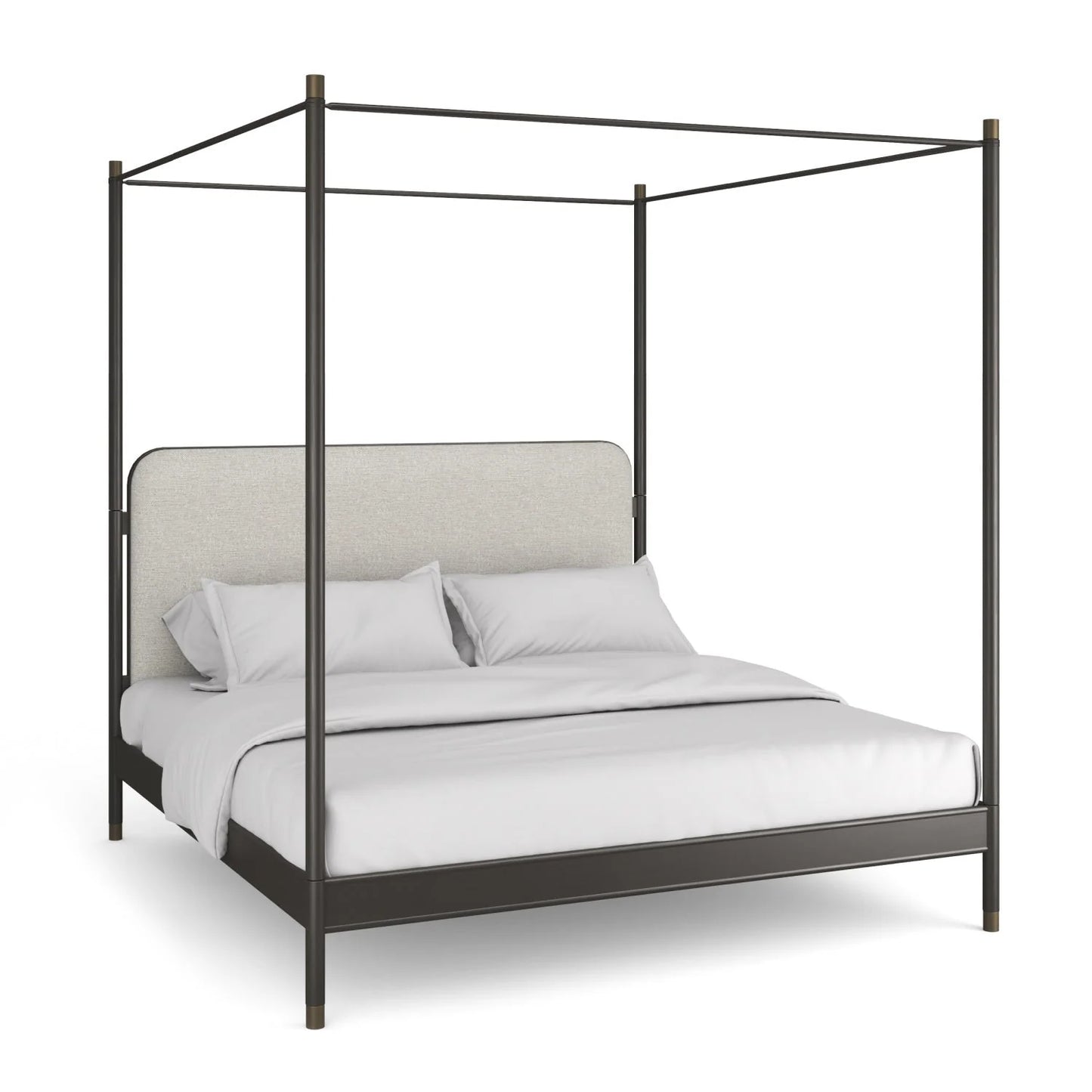 Luxury Upholstered Modern Bronze Canopy Bed European Style for Villa