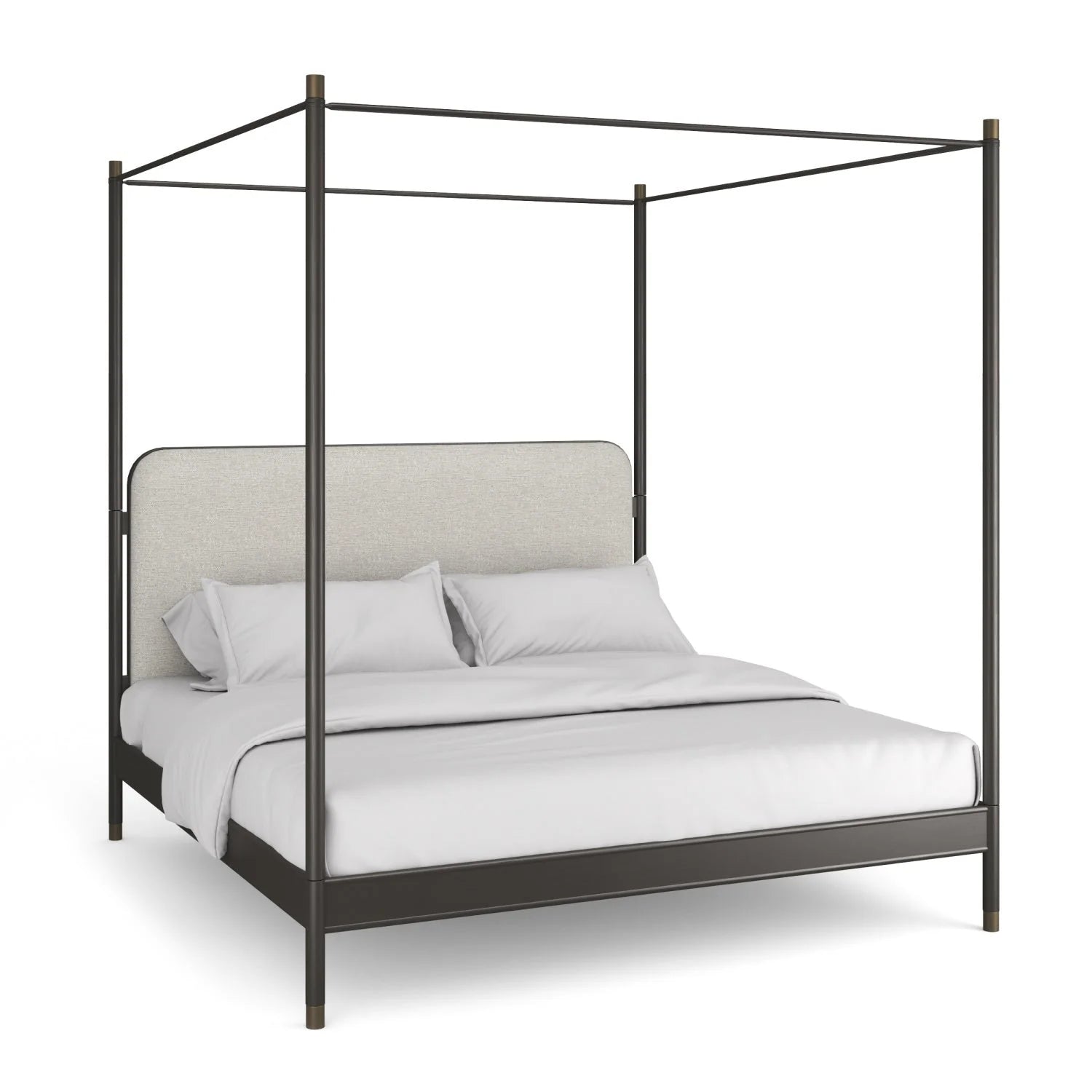 Luxury Upholstered Modern Bronze Canopy Bed European Style for Villa