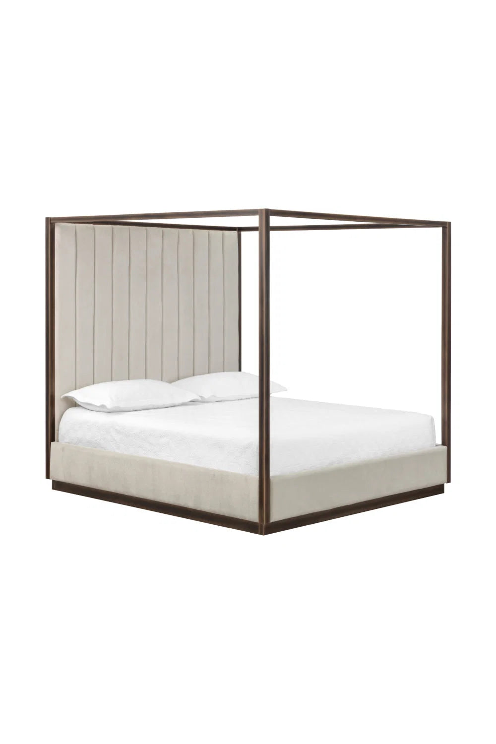 Luxury Upholstered Modern Bronze Canopy Bed European Style for Villa