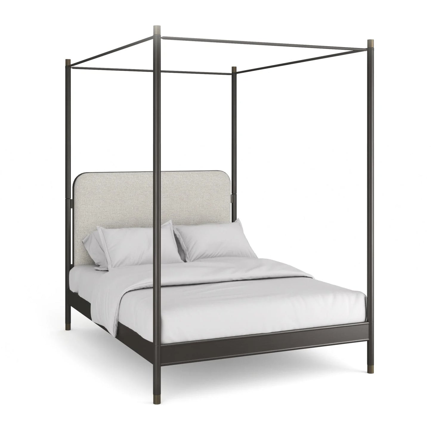 Luxury Upholstered Modern Bronze Canopy Bed European Style for Villa