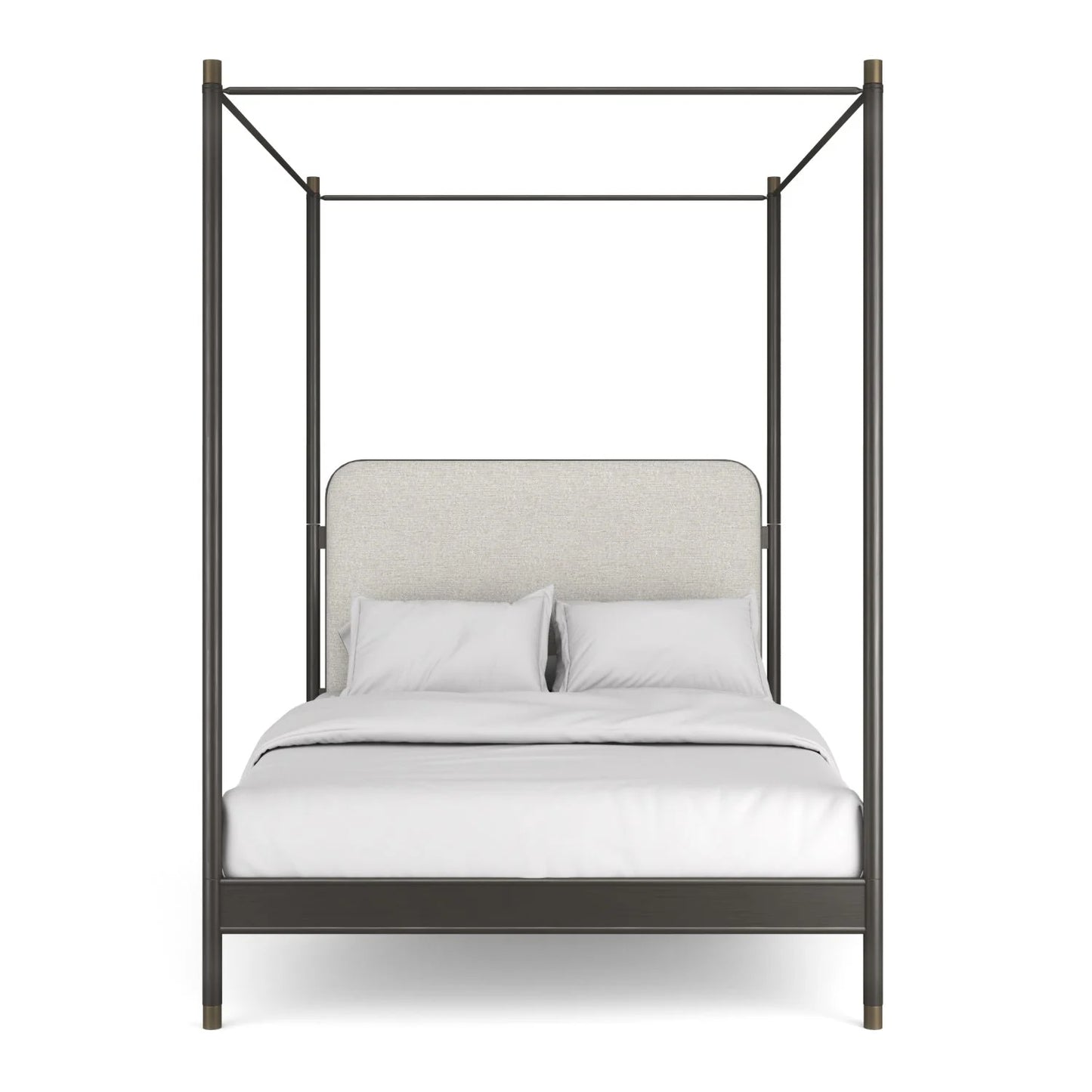 Luxury Upholstered Modern Bronze Canopy Bed European Style for Villa