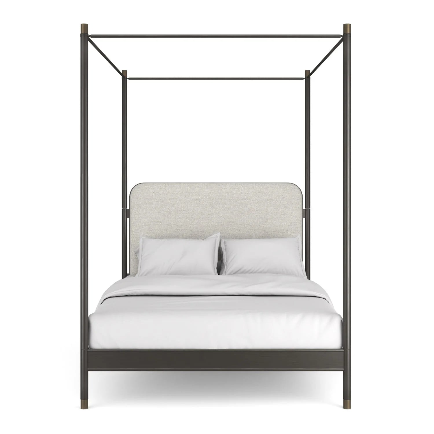Luxury Upholstered Modern Bronze Canopy Bed European Style for Villa