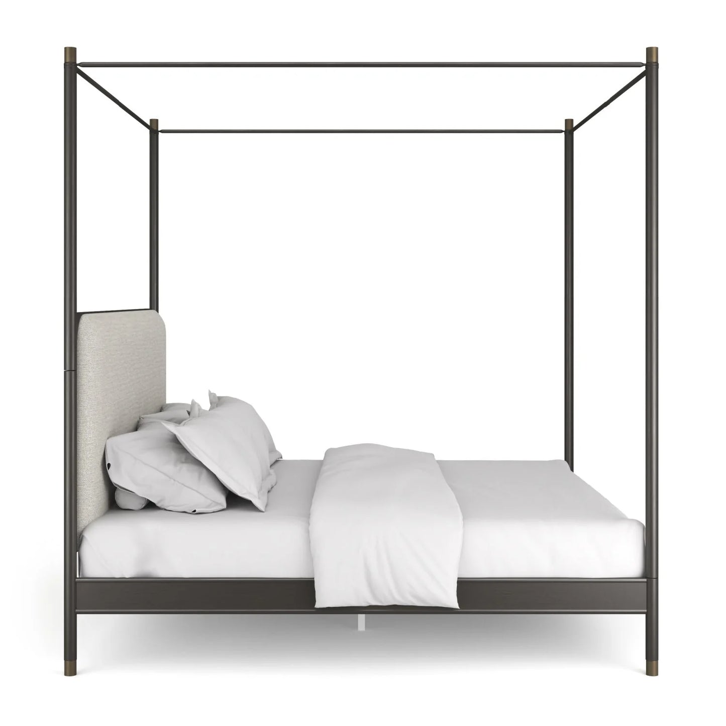 Luxury Upholstered Modern Bronze Canopy Bed European Style for Villa