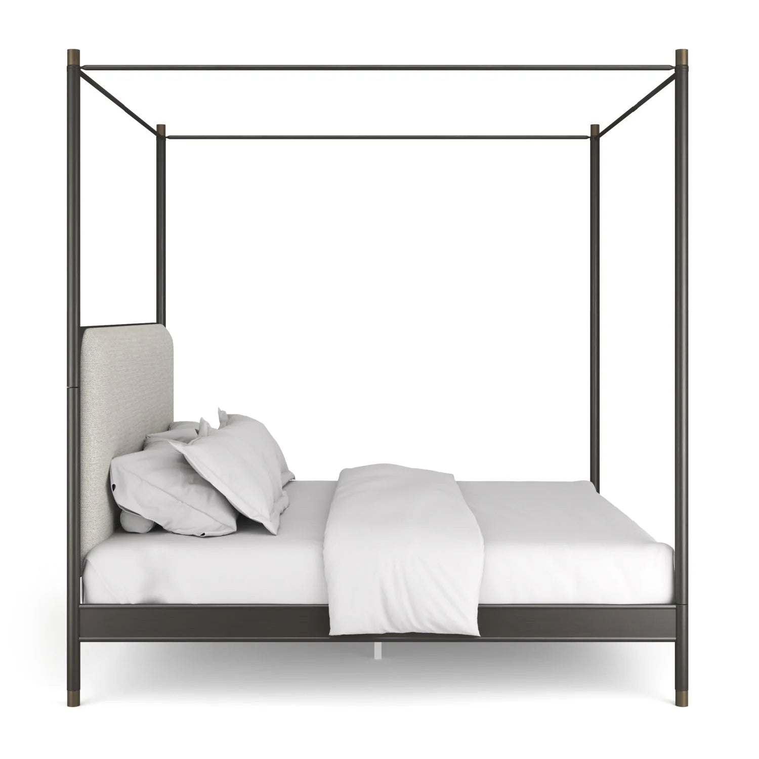 Luxury Upholstered Modern Bronze Canopy Bed European Style for Villa