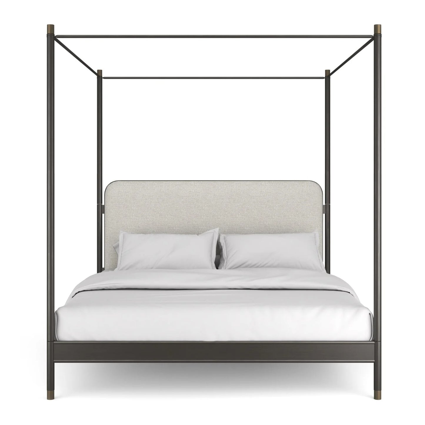 Luxury Upholstered Modern Bronze Canopy Bed European Style for Villa