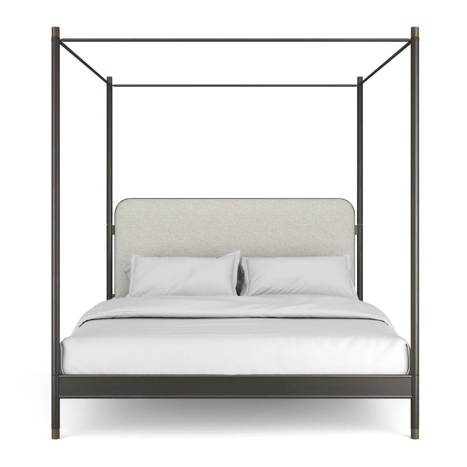 Luxury Upholstered Modern Bronze Canopy Bed European Style for Villa