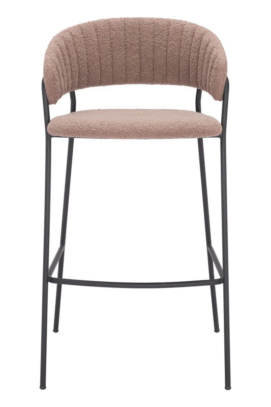 Luxury Upholstered Modern Brown Bar Stool European Style for Villa