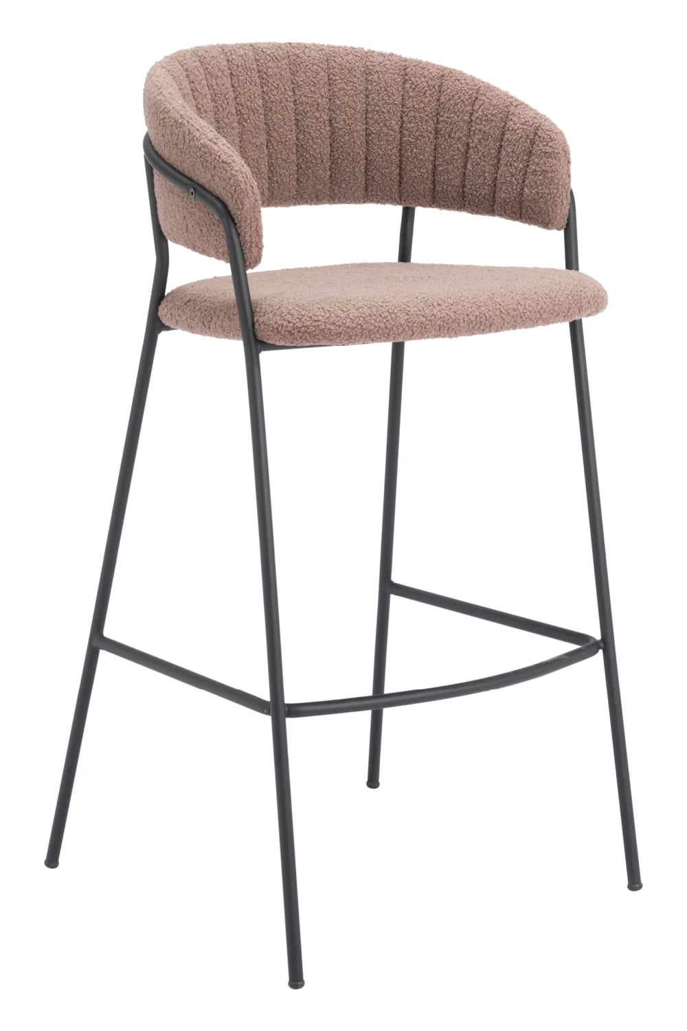 Luxury Upholstered Modern Brown Bar Stool European Style for Villa