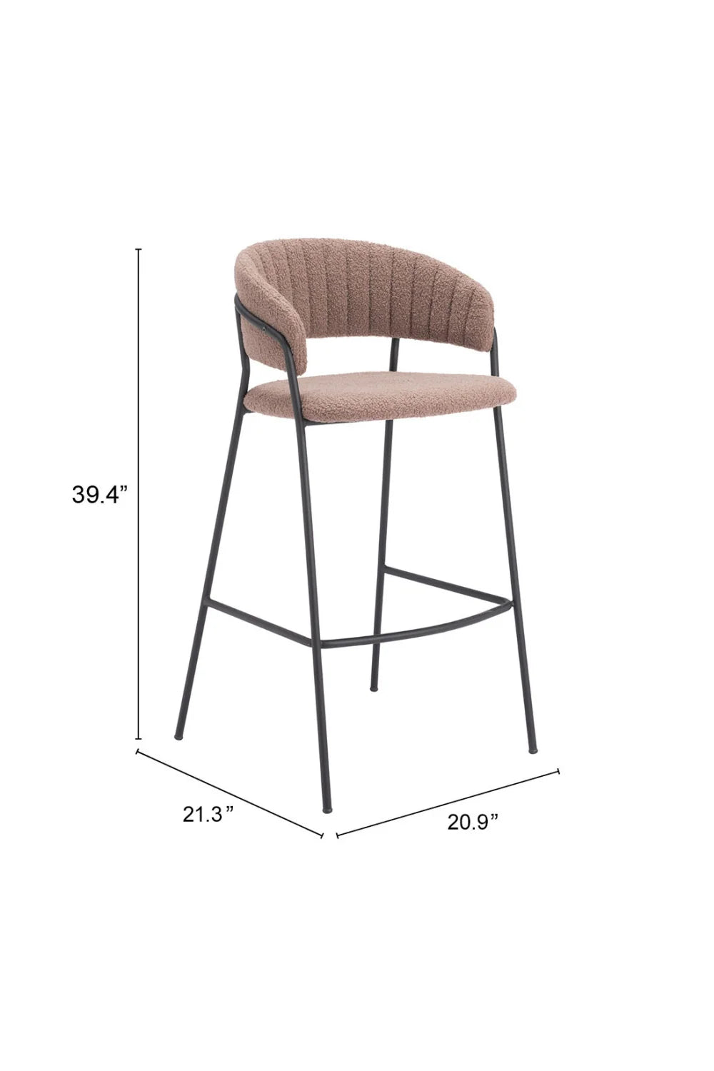 Luxury Upholstered Modern Brown Bar Stool European Style for Villa