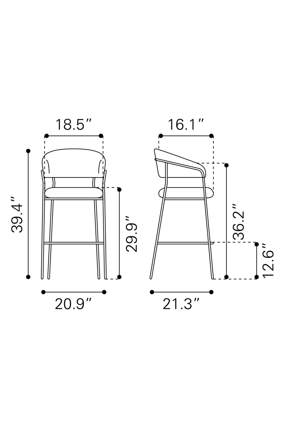 Luxury Upholstered Modern Brown Bar Stool European Style for Villa