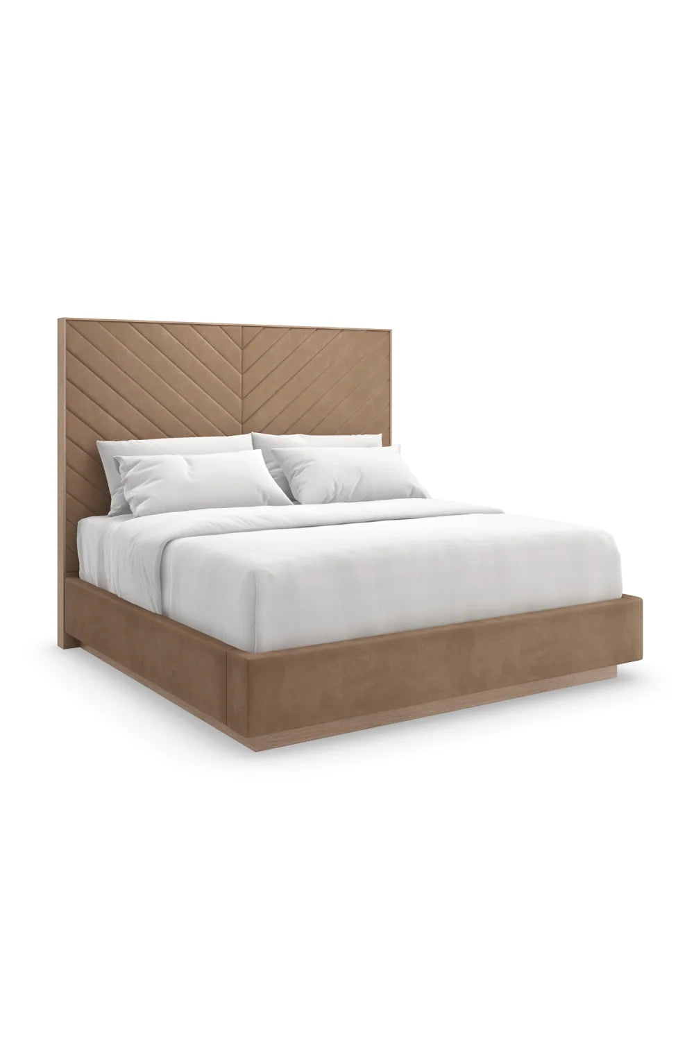 Luxury Upholstered Modern Brown Channel Bed European Style for Villa