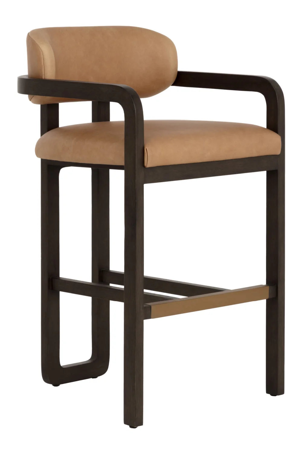 Luxury Upholstered Modern Brown Leather Bar Stool European Style for Villa