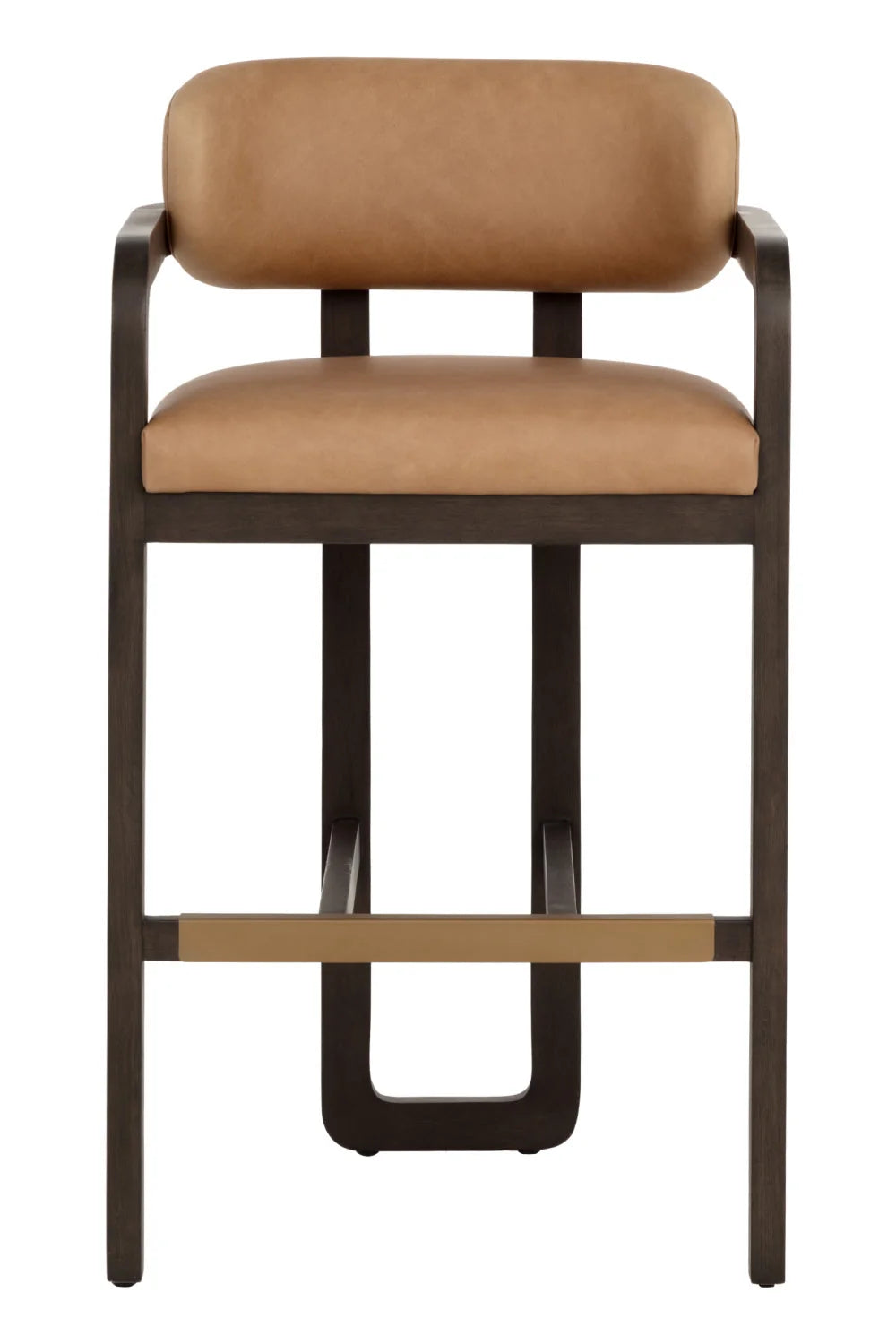 Luxury Upholstered Modern Brown Leather Bar Stool European Style for Villa