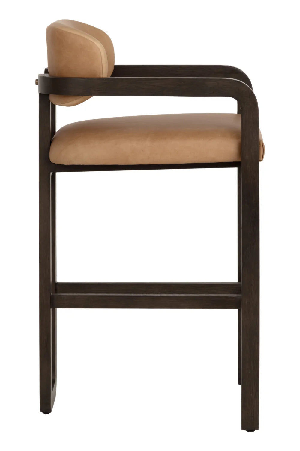 Luxury Upholstered Modern Brown Leather Bar Stool European Style for Villa