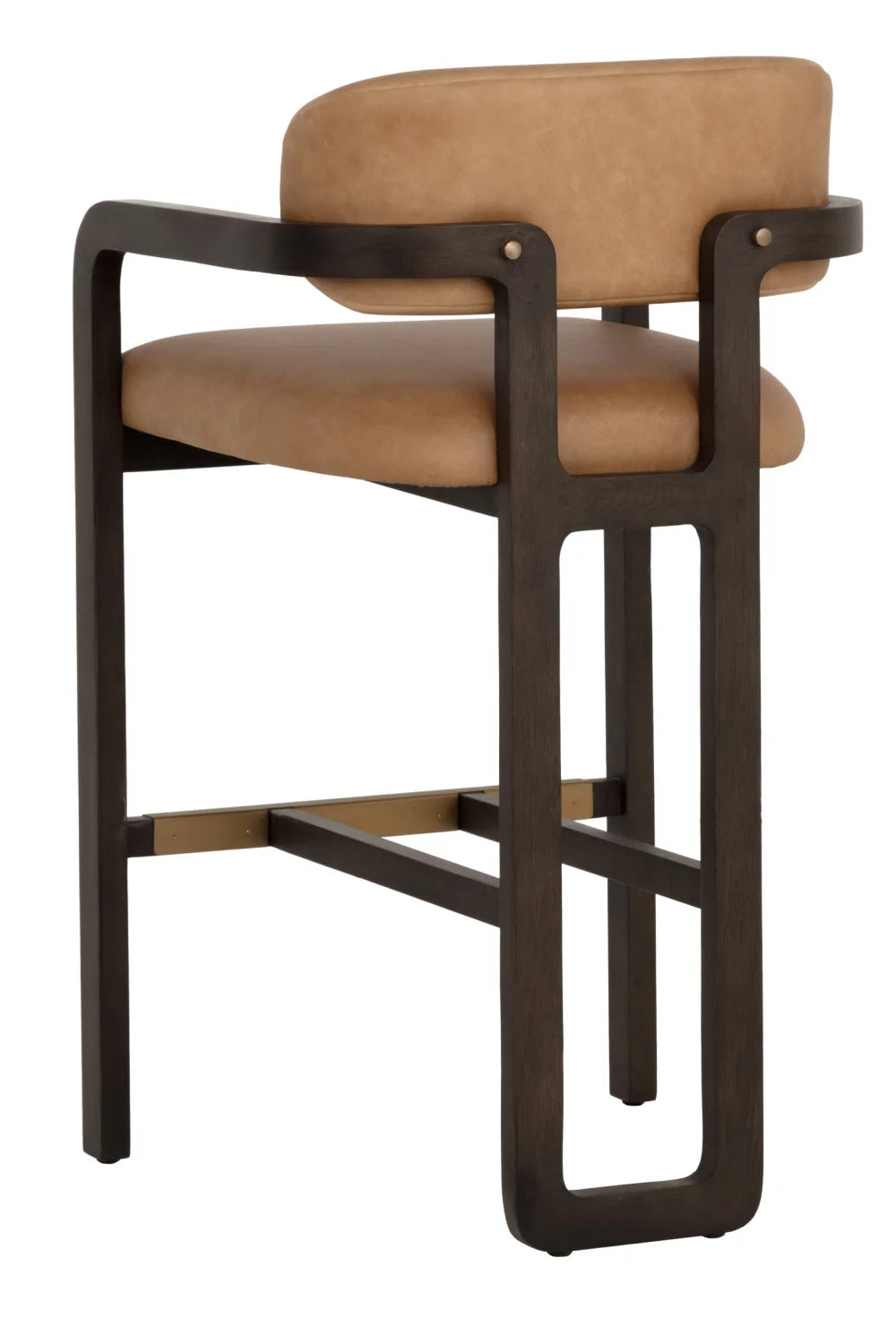 Luxury Upholstered Modern Brown Leather Bar Stool European Style for Villa