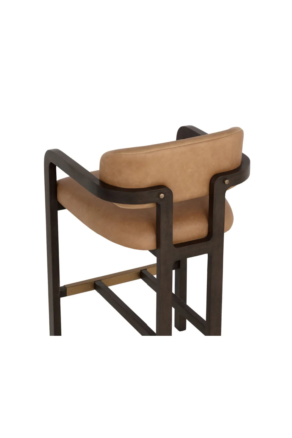Luxury Upholstered Modern Brown Leather Bar Stool European Style for Villa