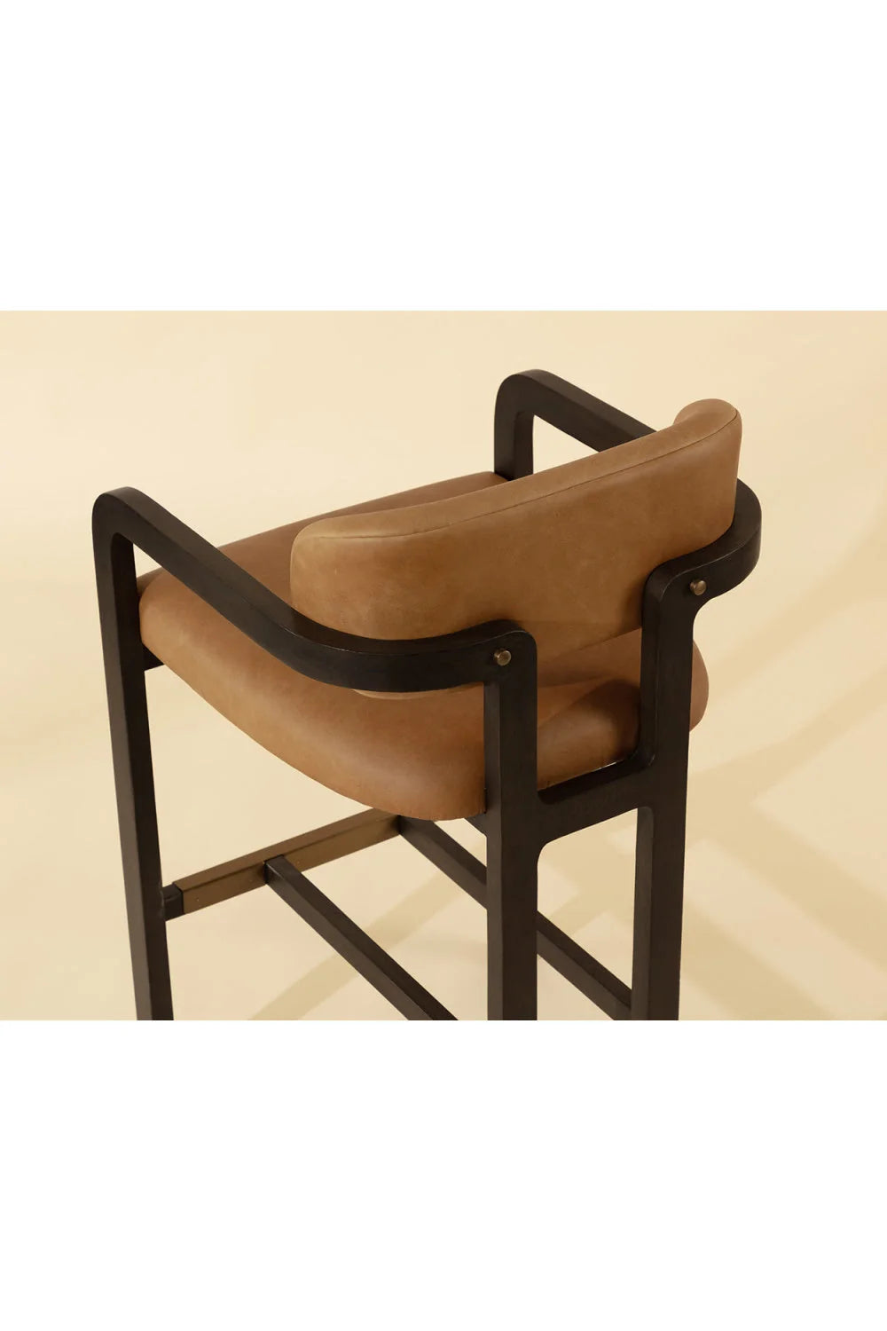 Luxury Upholstered Modern Brown Leather Bar Stool European Style for Villa