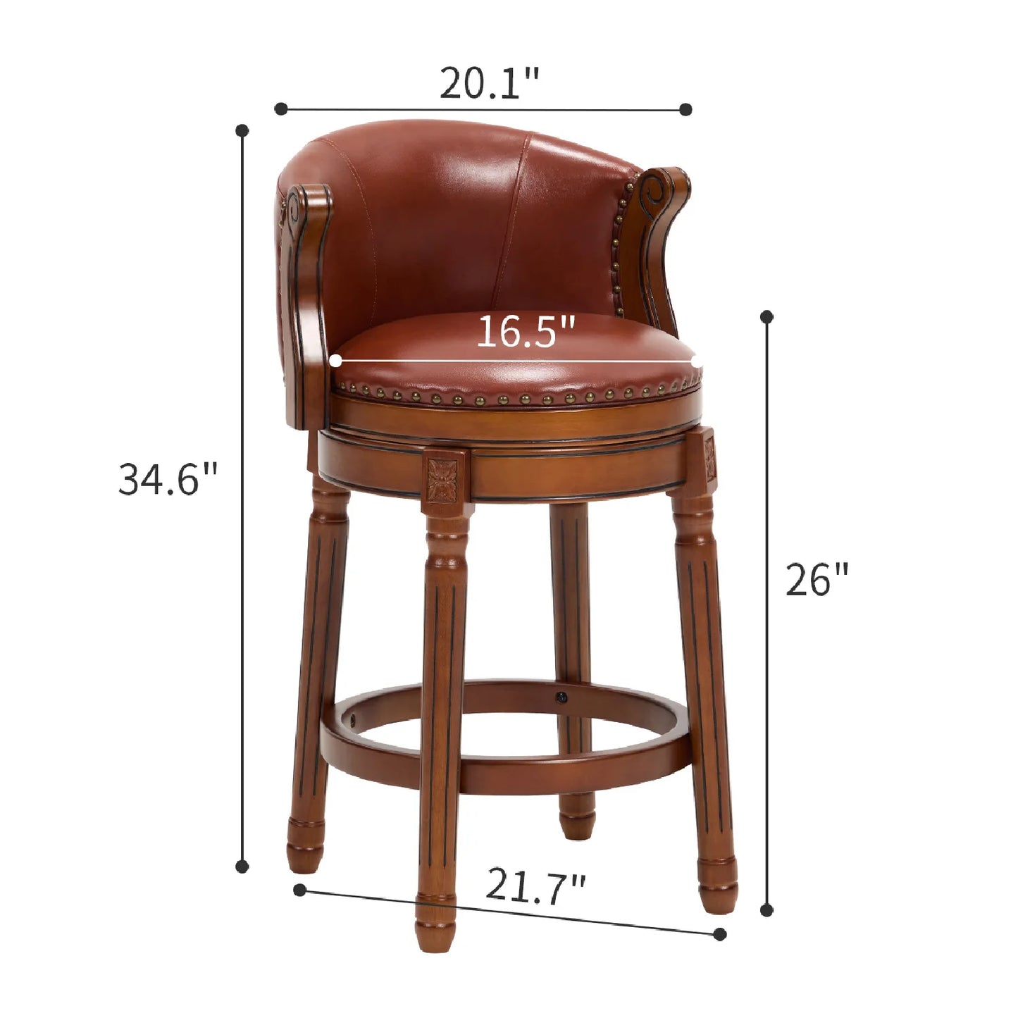 Luxury Upholstered Modern Brown Leather Barstool European Style for Villa