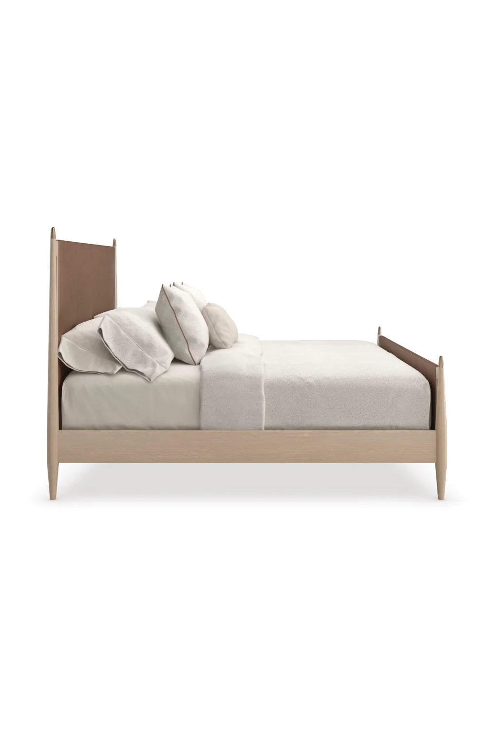 Luxury Upholstered Modern Brown Leather Bed European Style for Villa