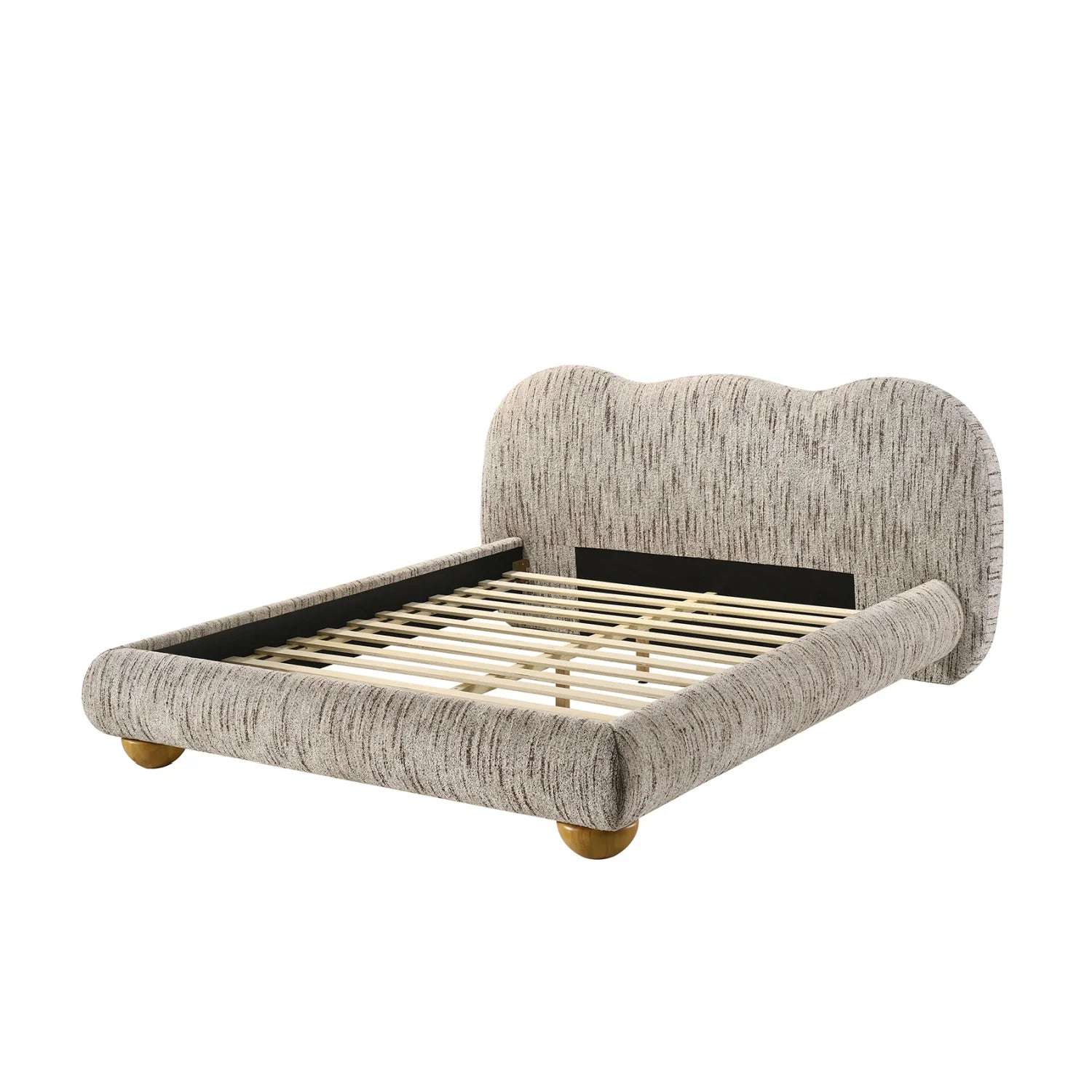 Luxury Upholstered Modern Brown Queen Bed European Style for Villa
