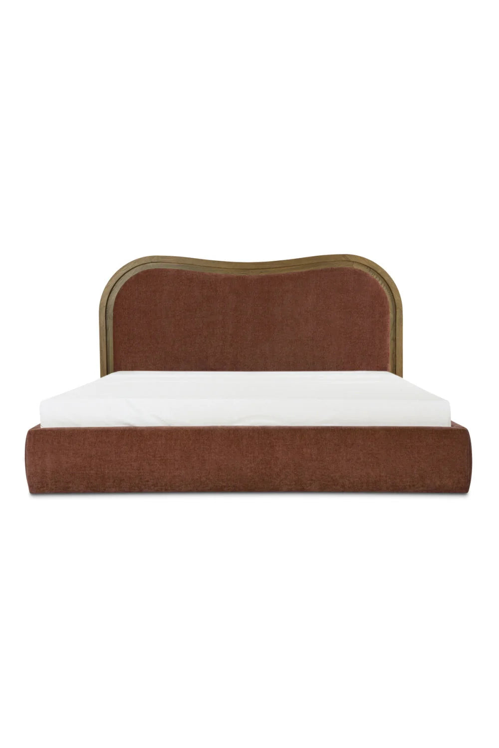 Luxury Upholstered Modern Brown Wave Bed European Style for Villa