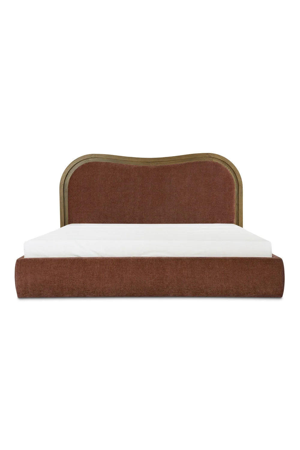 Luxury Upholstered Modern Brown Wave Bed European Style for Villa