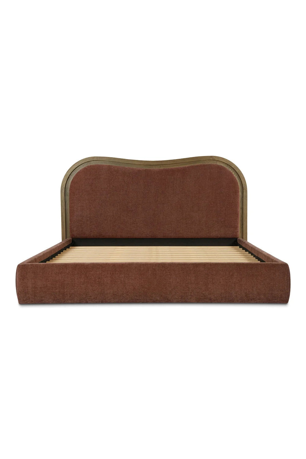 Luxury Upholstered Modern Brown Wave Bed European Style for Villa